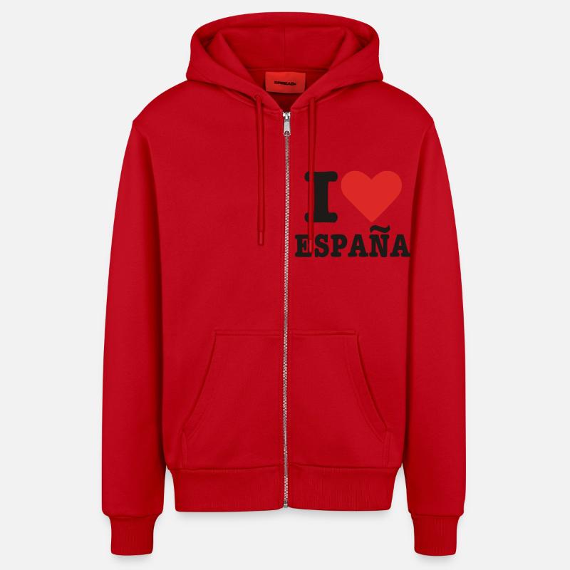 Espagne - Veste à capuche bio décontractée fabriquée en UE - rouge