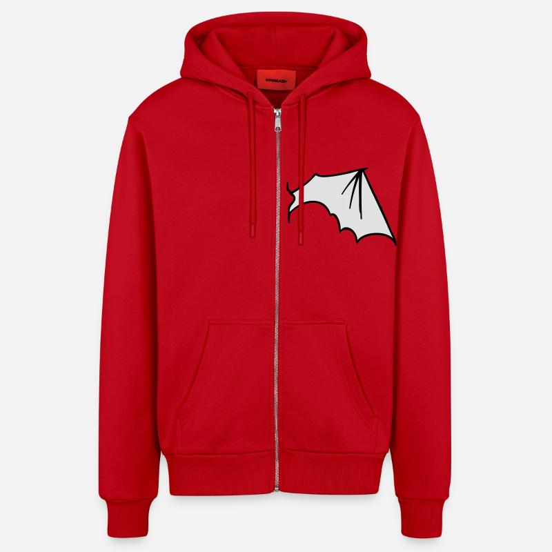 batwing_right - Veste à capuche bio décontractée fabriquée en UE - rouge
