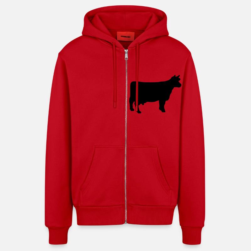 cow - Organic Relaxed Hooded Jacket Made in EU - red