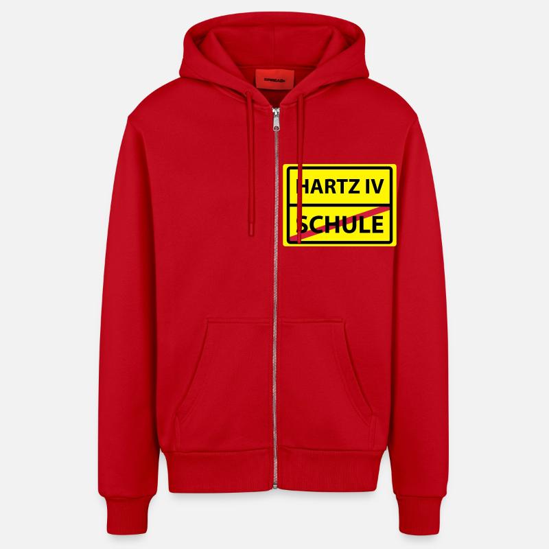 Hartz scolaire 4 - Veste à capuche bio décontractée fabriquée en UE - rouge