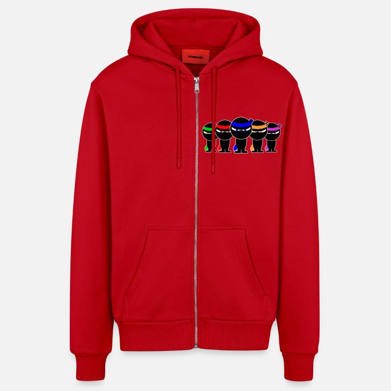 5 ninjas - Veste à capuche bio décontractée fabriquée en UE - rouge