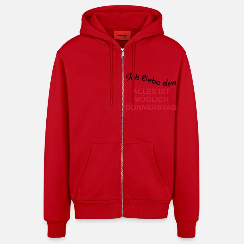 Tout est possible jeudi - Veste à capuche bio décontractée fabriquée en UE - rouge