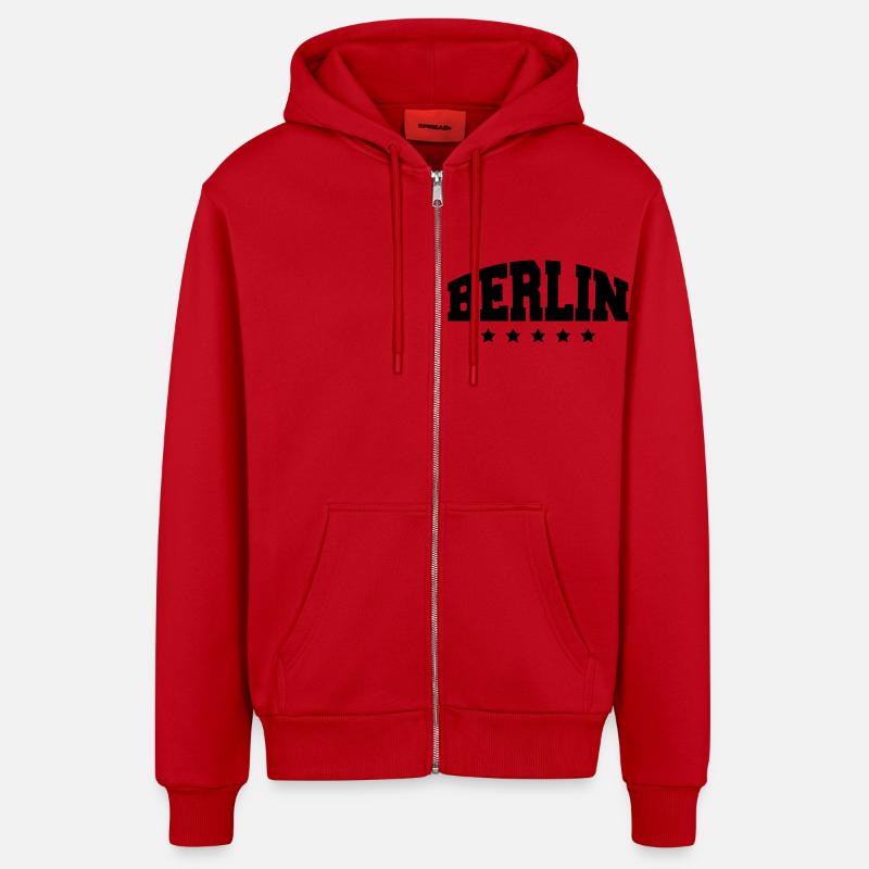 berlin_af1 - Veste à capuche bio décontractée fabriquée en UE - rouge