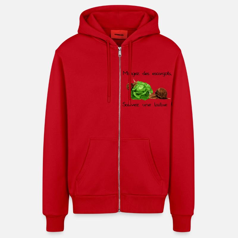 Escargots - Veste à capuche bio décontractée fabriquée en UE - rouge