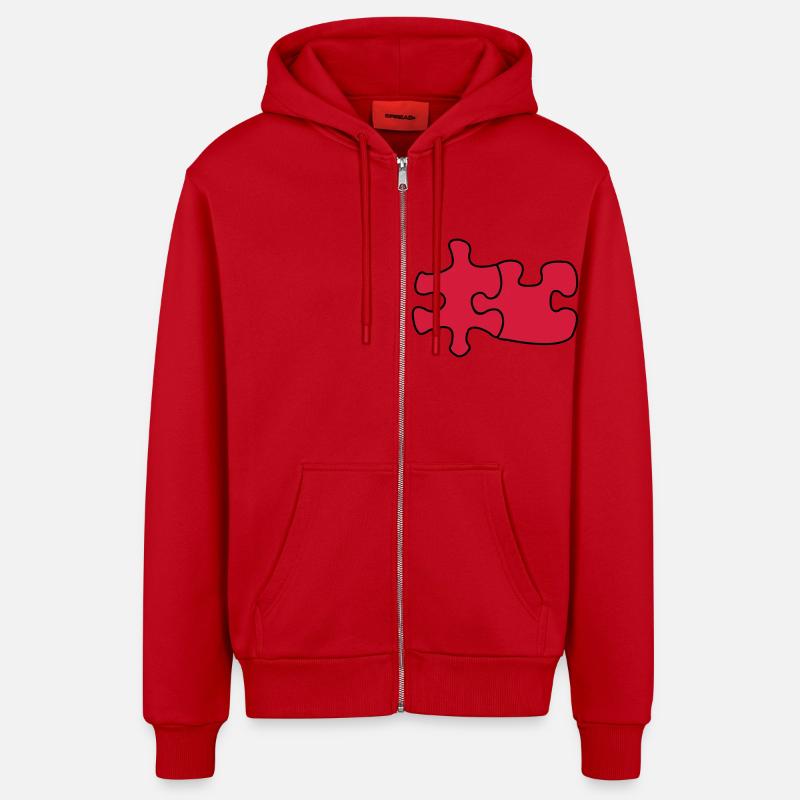 puzzle1 - Organic Relaxed Kapuzenjacke Made in EU - Rot