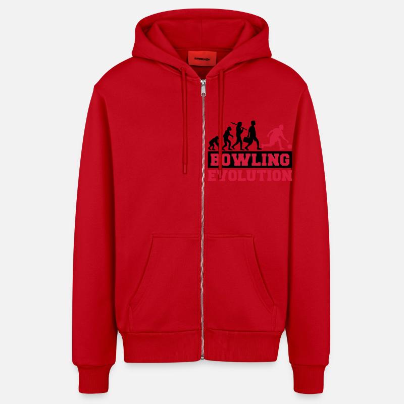 Bowling Evolution - Organic Relaxed Hooded Jacket Made in EU - red