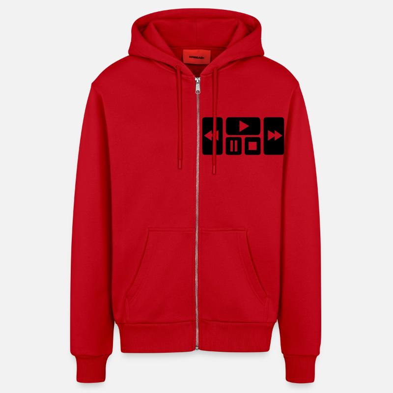 Play button - Organic Relaxed Kapuzenjacke Made in EU - Rot