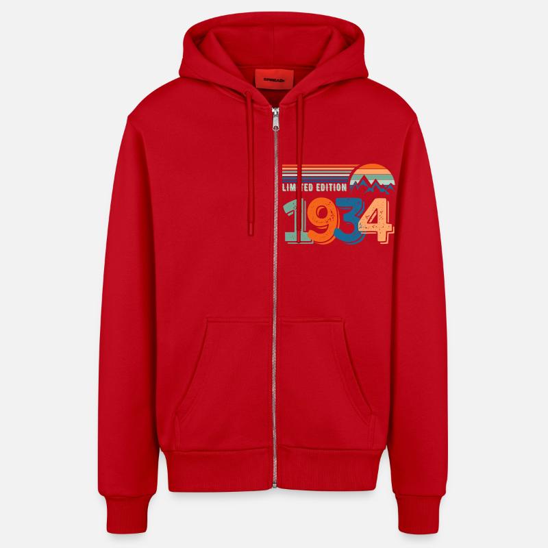 Limited edition 1934 - Veste à capuche bio décontractée fabriquée en UE - rouge