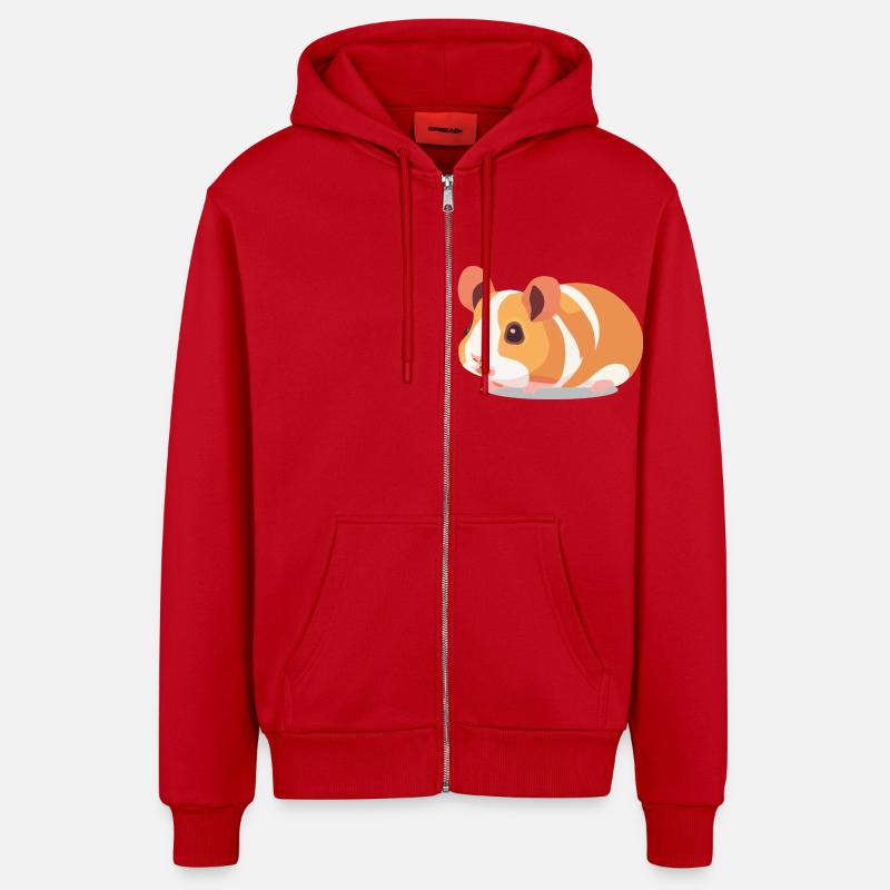 Cochon d’Inde Mignon Marron Blanc - Veste à capuche bio décontractée fabriquée en UE - rouge