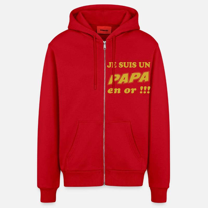 Un papa en or - Veste à capuche bio décontractée fabriquée en UE - rouge