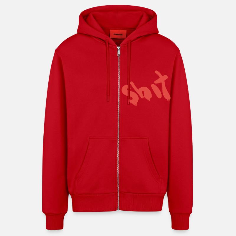 Texte de merde en rouge - Veste à capuche bio décontractée fabriquée en UE - rouge