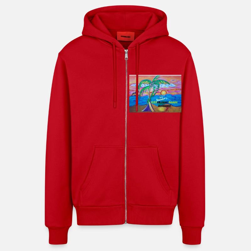 CATch votre moment de bonheur ! - Veste à capuche bio décontractée fabriquée en UE - rouge