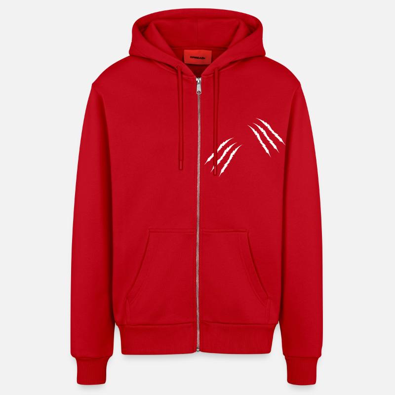 Griffes 2 - Veste à capuche bio décontractée fabriquée en UE - rouge