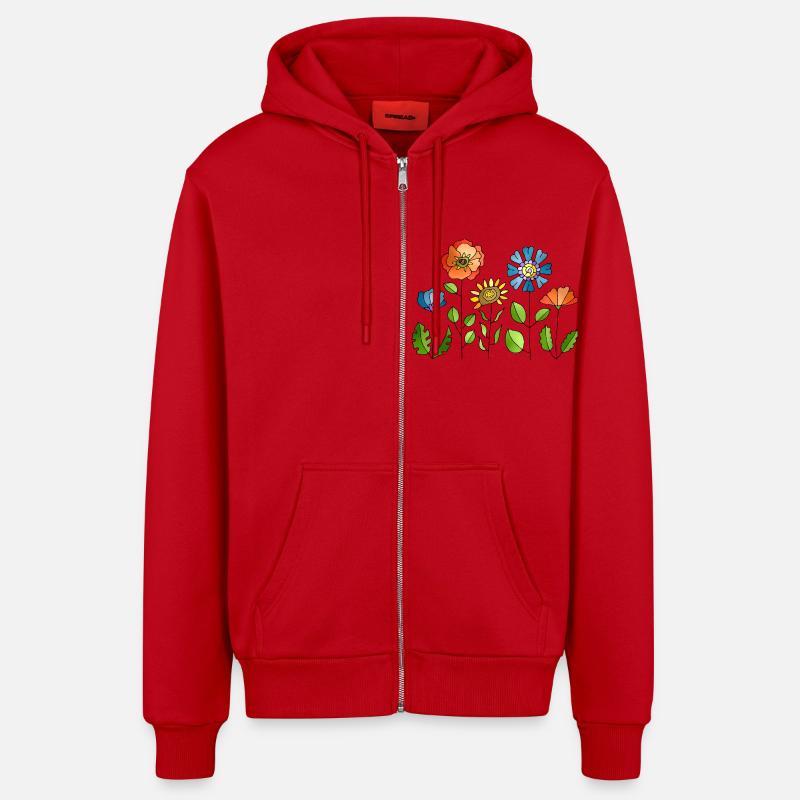 Fleur - Veste à capuche bio décontractée fabriquée en UE - rouge