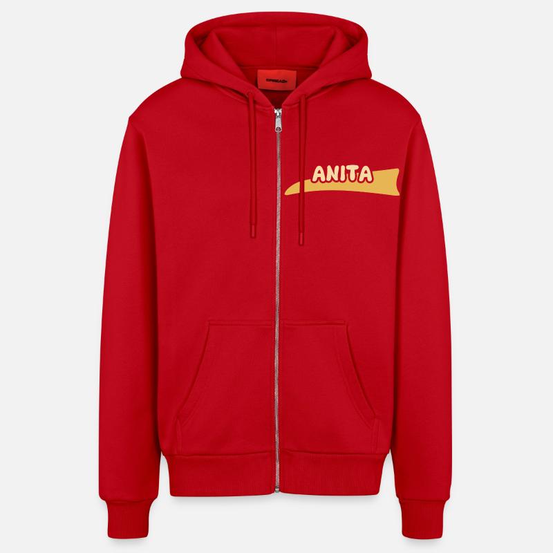 Anita comme prénom - Veste à capuche bio décontractée fabriquée en UE - rouge