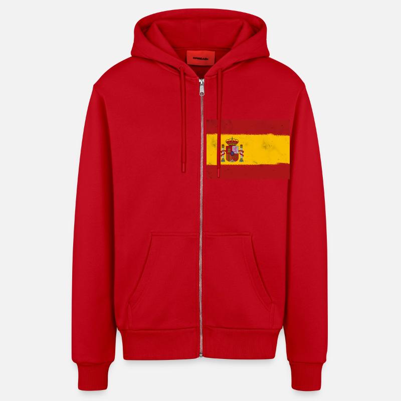 Drapeau de l’Espagne - Veste à capuche bio décontractée fabriquée en UE - rouge