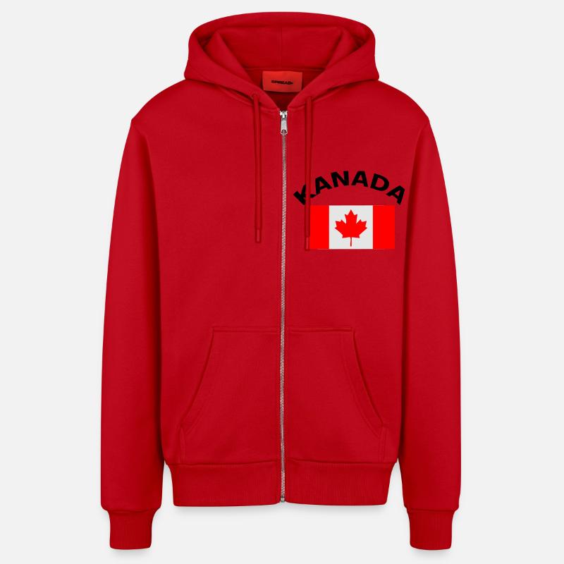 Canada, Canada, drapeau, drapeau - Veste à capuche bio décontractée fabriquée en UE - rouge