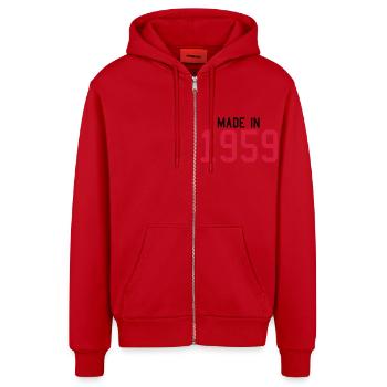 1959 - Organic Relaxed Hooded Jacket Made in EU - red - Front