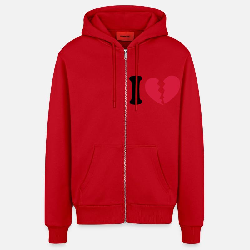 I hate - Veste à capuche bio décontractée fabriquée en UE - rouge