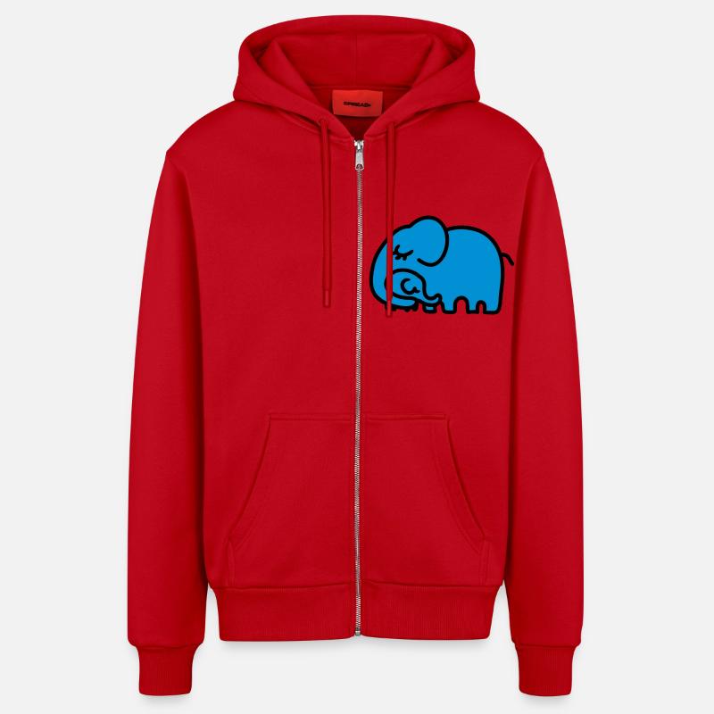 Mère - éléphant des enfants - Veste à capuche bio décontractée fabriquée en UE - rouge