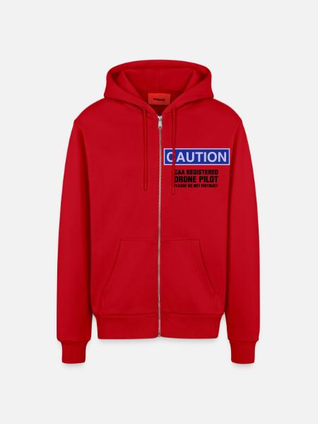 Drone Pilot - Organic Relaxed Hooded Jacket Made in EU - red