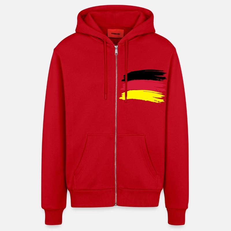 Drapeu d'Allemagne - Veste à capuche bio décontractée fabriquée en UE - rouge