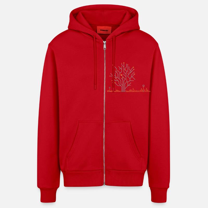 PCB Tree - Organic Relaxed Kapuzenjacke Made in EU - Rot