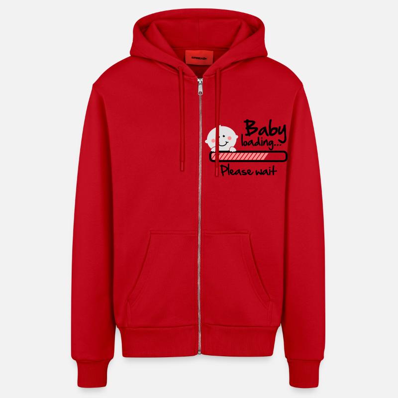 Baby loading - please wait - Veste à capuche bio décontractée fabriquée en UE - rouge