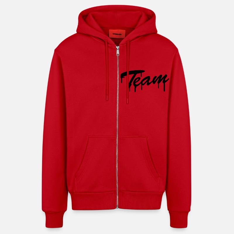 Team Graffiti - Veste à capuche bio décontractée fabriquée en UE - rouge