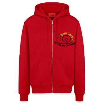 Camino de Santiago escargot - Veste à capuche bio décontractée fabriquée en UE - rouge - Devant