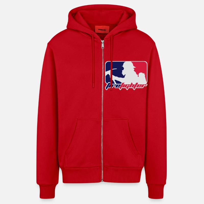 pompier - Veste à capuche bio décontractée fabriquée en UE - rouge