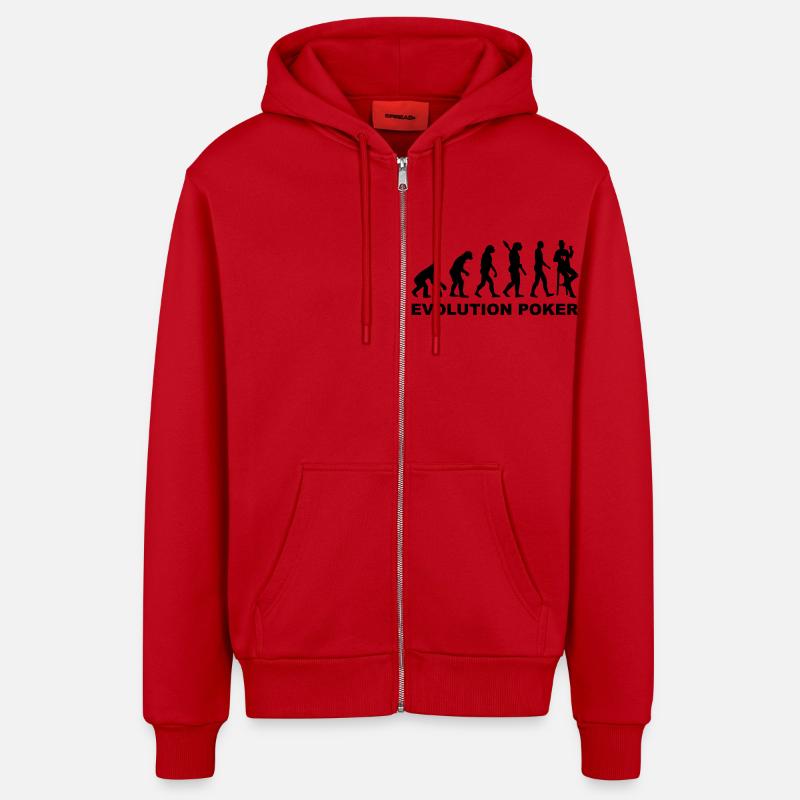 Evolution Poker - Organic Relaxed Hooded Jacket Made in EU - red