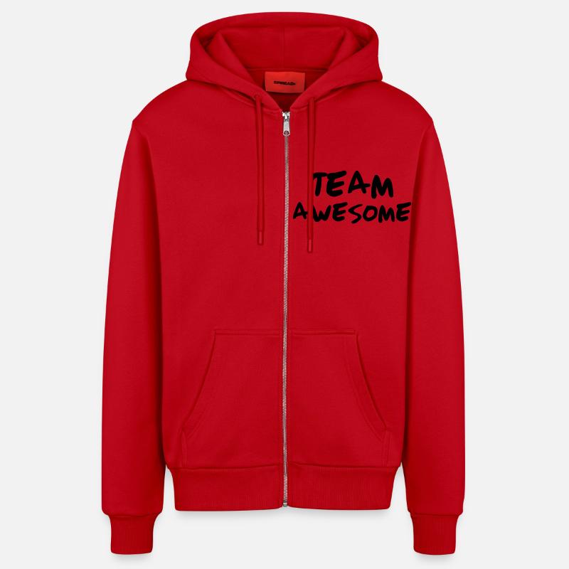 Team Awesome - Veste à capuche bio décontractée fabriquée en UE - rouge