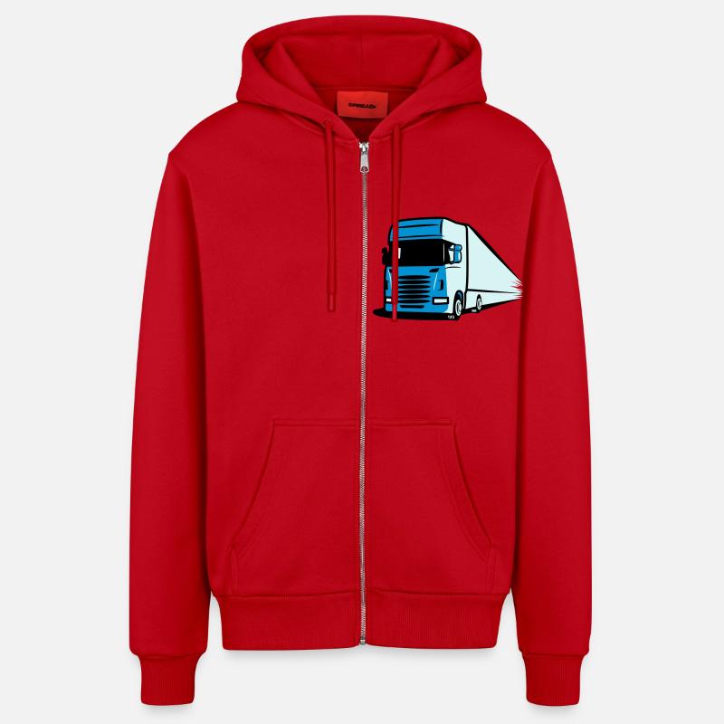 Art de camion camion - Veste à capuche bio décontractée fabriquée en UE - rouge