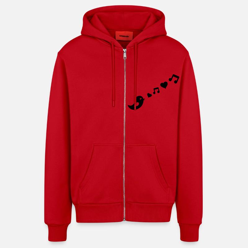 singing_bird_1 - Veste à capuche bio décontractée fabriquée en UE - rouge
