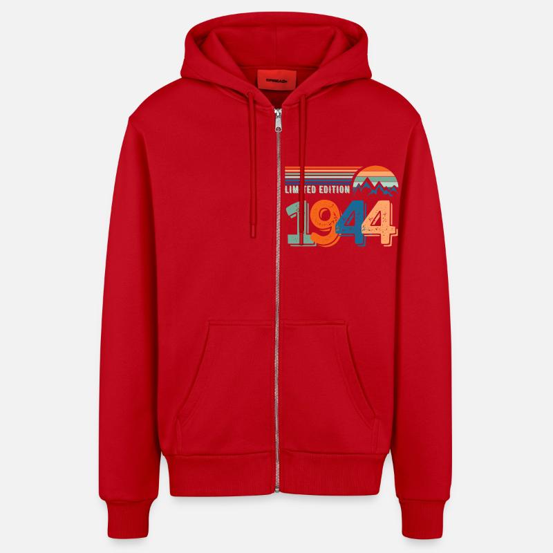 Limited edition 1944 - Veste à capuche bio décontractée fabriquée en UE - rouge