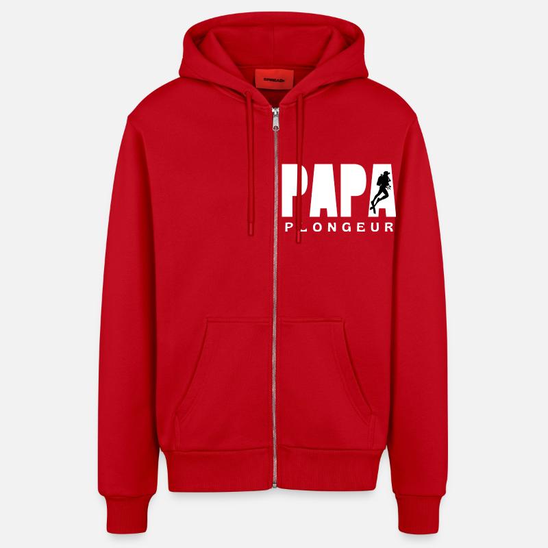PAPA PLONGEUR 1 - Veste à capuche bio décontractée fabriquée en UE - rouge