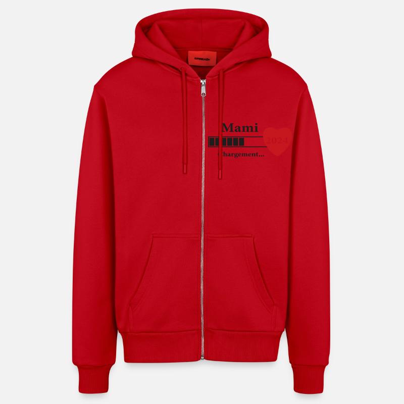 Mami - Future Mami Loading - Organic Relaxed Hooded Jacket Made in EU - red