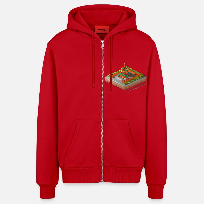 Low poly géométrique Le Kremlin - Veste à capuche bio décontractée fabriquée en UE - rouge