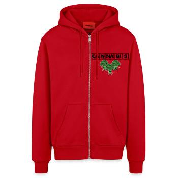 Cannabis - Brokkoli, Chemie, Periodensystem - Organic Relaxed Kapuzenjacke Made in EU - Rot - Vorne