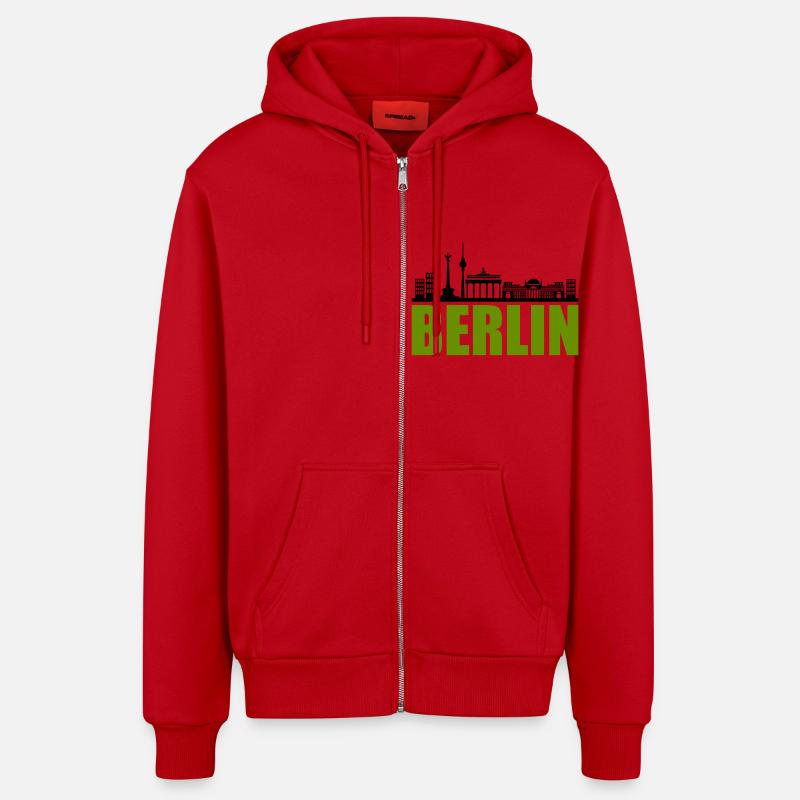 Horizon de Berlin - Veste à capuche bio décontractée fabriquée en UE - rouge