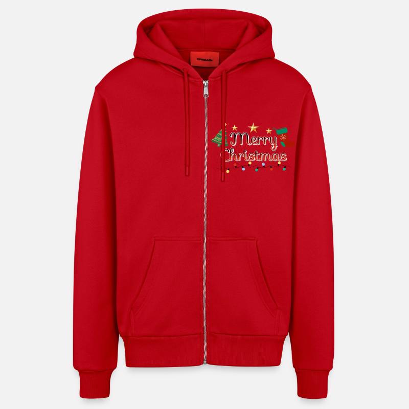 Joyeux sapin de Noël - Veste à capuche bio décontractée fabriquée en UE - rouge