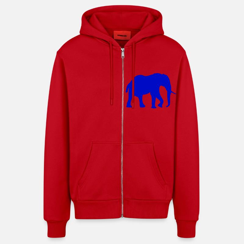 Éléphant 2 - Veste à capuche bio décontractée fabriquée en UE - rouge