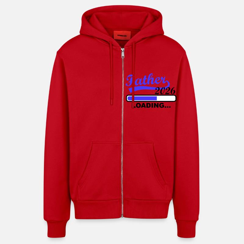 Father 2026 Loading Loading - Organic Relaxed Hooded Jacket Made in EU - red