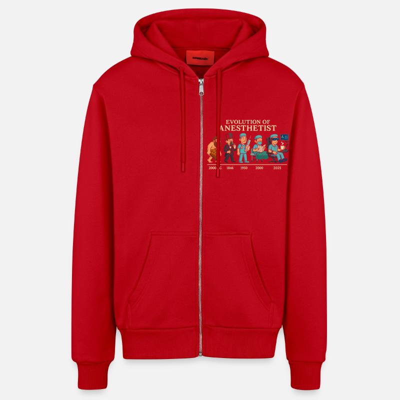 Evolution der Anästhesisten - Organic Relaxed Kapuzenjacke Made in EU - Rot