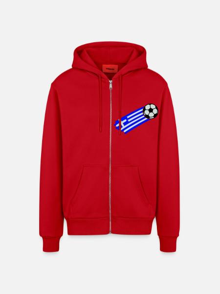 greece flag - Organic Relaxed Hooded Jacket Made in EU - red
