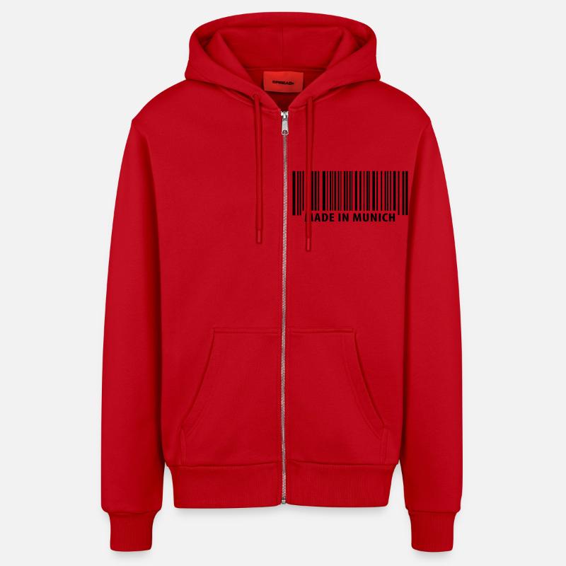 Made in Munich - München - Veste à capuche bio décontractée fabriquée en UE - rouge