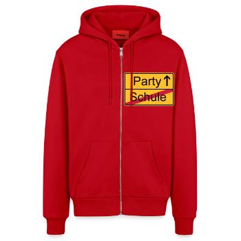 Schools out lets party! - Organic Relaxed Kapuzenjacke Made in EU - Rot - Vorne
