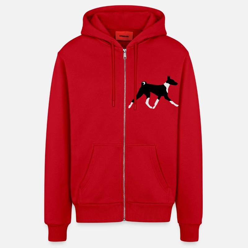 Courir Basenji - Veste à capuche bio décontractée fabriquée en UE - rouge