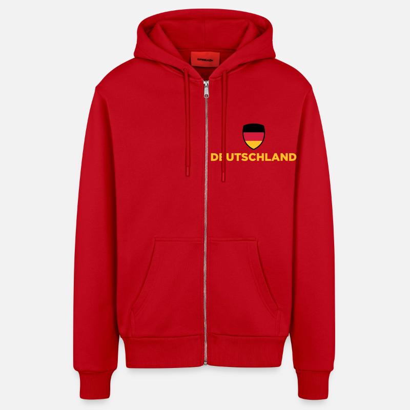 Drapeau national de l’Allemagne - Veste à capuche bio décontractée fabriquée en UE - rouge